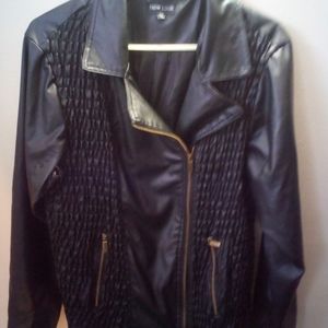 New look black pleather coat